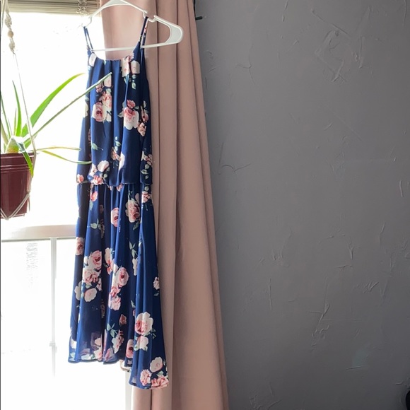 Blue Rain Dresses & Skirts - Floral Navy Blue Rose Print Dress